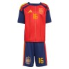 Børn - Spanien Rodrigo 16 Fodboldtrøje Hjemmebane VM 2026