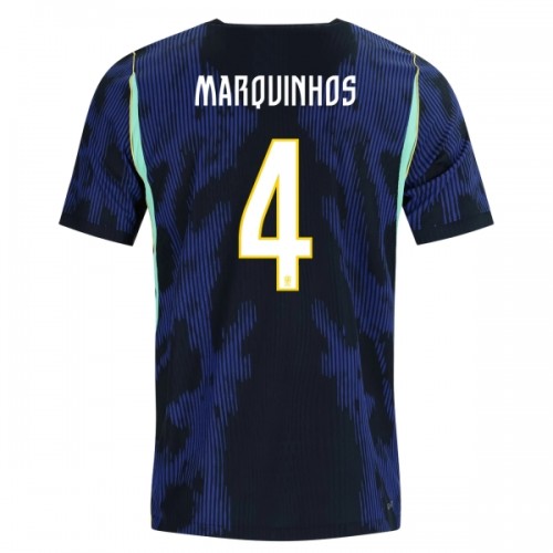 Brasilien Marquinhos 4 Fodboldtrøje Udebane VM 2026 Brasilien Marquinhos 4 Fodboldtrøje Udebane VM 2026