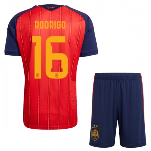 Børn - Spanien 2 Stars Rodrigo 16 Fodboldtrøje Hjemmebane VM 2026 Børn - Spanien 2 Stars Rodrigo 16 Fodboldtrøje Hjemmebane VM 2026
