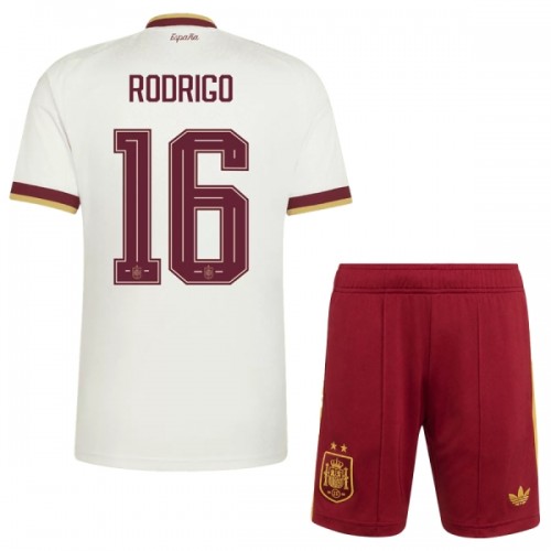 Børn - Spanien 2 Stars Rodrigo 16 Fodboldtrøje Udebane VM 2026 Børn - Spanien 2 Stars Rodrigo 16 Fodboldtrøje Udebane VM 2026