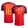 Spanien 2 Stars Rodrigo 16 Fodboldtrøje Hjemmebane VM 2026 Spanien 2 Stars Rodrigo 16 Fodboldtrøje Hjemmebane VM 2026